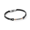 AS Roma Gioielli<Bracciale con placca centrale in acciaio anallergico e cordino in tessuto regolabile nero