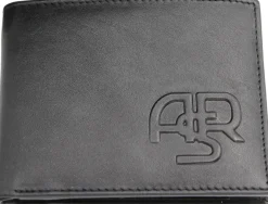 AS Roma Portafogli<Portafoglio in vera pelle ASR, Uomo, Nero