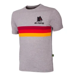 Uomo AS Roma T-shirts E Polo<T-shirt retrò righe e logo lupetto, Adulto, Grigio